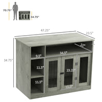 47" Dog Crate Furniture with Storage, for Large Medium Dogs, Gray