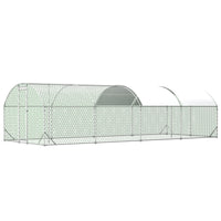 26'x9'x6'Large Metal Chicken Coop,Walk-in Poultry Cage,Chicken Run With Waterproof Cover,Outdoor Backyard Farm,Chicken R