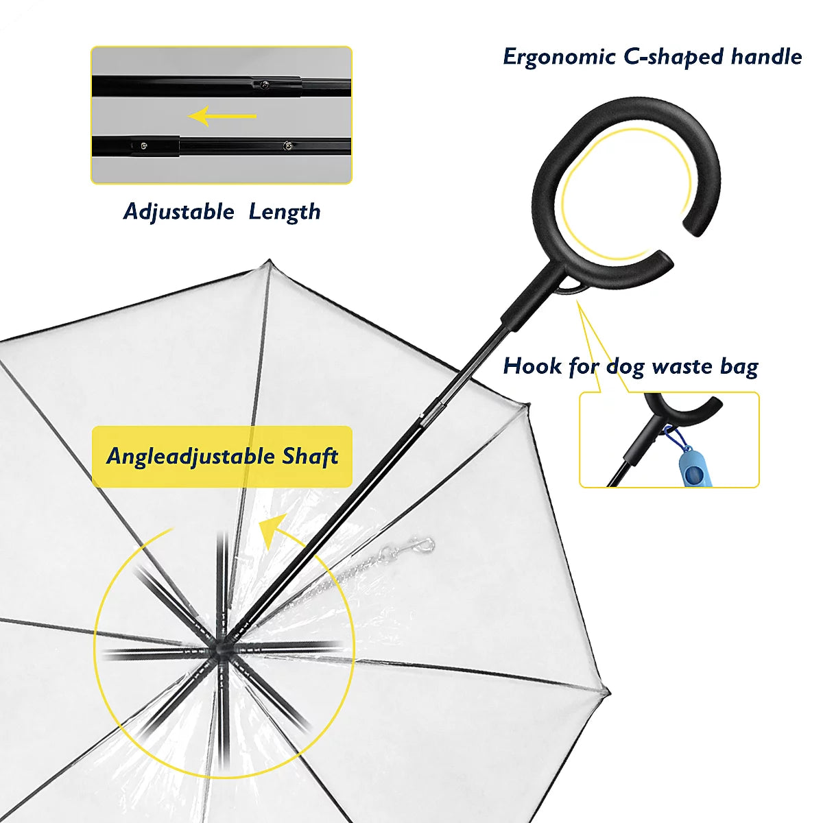 Flexible Handle Umbrella for Dog with Rope for Small Pets - BIG FRENCHIES