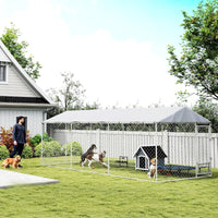 Dog Kennel Outdoor Dog Run Waterproof UV-Resist Cover Lockable Door Adjustable Bowls 20 X 7.5 X 6.5ft,Multiple Packages