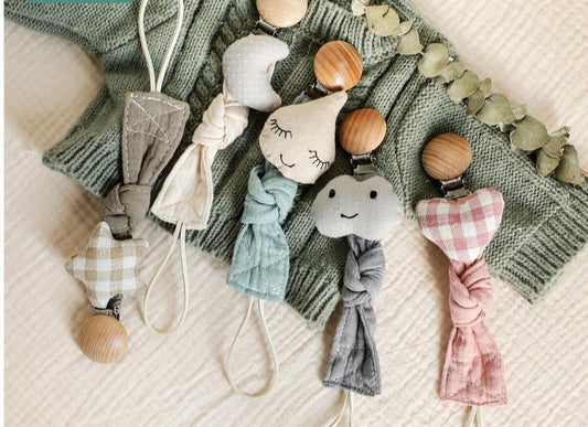 Handmade Modern Unique Baby Pacifier Chain Clip Cotton Cloth Plush Animal Toys Soother Nipples Holder For Baby - BIG FRENCHIES