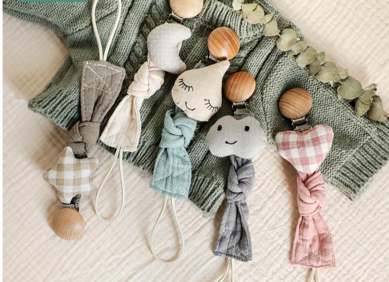 Handmade Modern Unique Baby Pacifier Chain Clip Cotton Cloth Plush Animal Toys Soother Nipples Holder For Baby - BIG FRENCHIES
