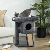 Cat Tree, Small Cat Tower with Perch, Scratching Post, Cat Condo, Toy Ball for Kitty, Indoor Use, Dark Grey