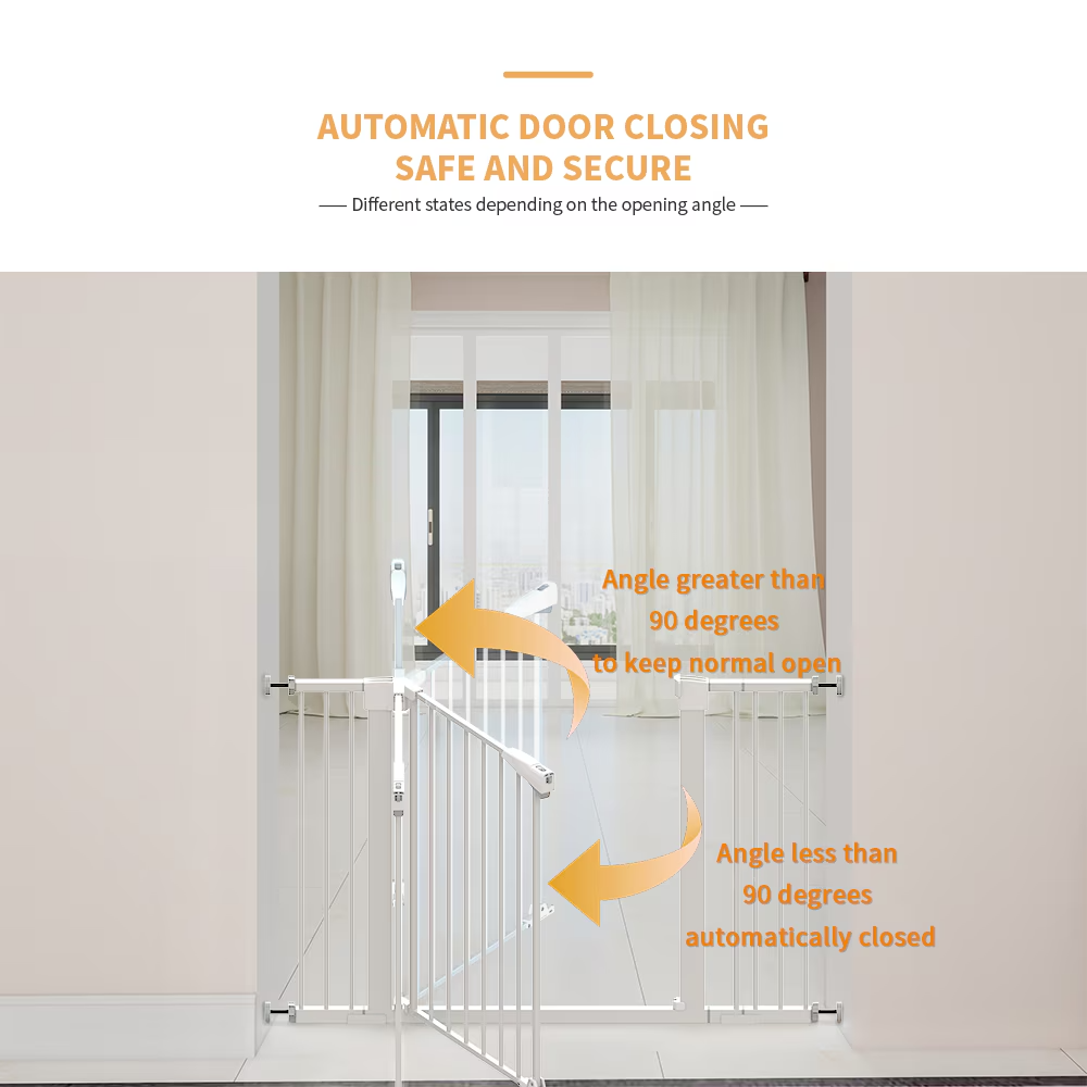 High White Child Safety Gate For Baby Door Barrier With Extensions