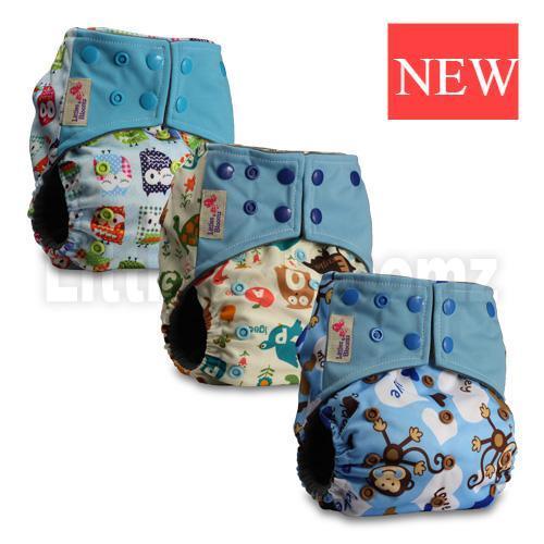 Modern Luxury Printed Washable Real Cloth Pocket Nappy,3 nappies/diapers Set For Girls and Boys Baby In Elegant Style - BIG FRENCHIES
