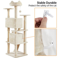 Ultimate 70" Double Condo Cat Tree with Scratching Posts - Creamy Comfort for Your Feline Friends! - BIG FRENCHIES