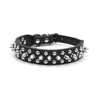 Small Spiked Black Dog Cat Collar For Small Medium Dogs Boy Male - Adjustable Studded Puppy Collars - Soft Padded Punk Leather Dog Collar For Chihuahua French Bulldog Pug