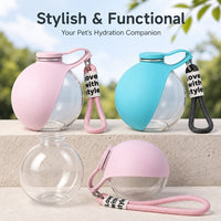 Portable Dog Water Bottle, 285ml BPA Free PETG Pet Travel Water Bottle With Foldable Silicone Bowl, Leak Proof Hands-Fre