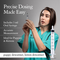 Liquid Dog Cat Dewormer Chicken Flavor 4oz with Dosing Syringe Made USA