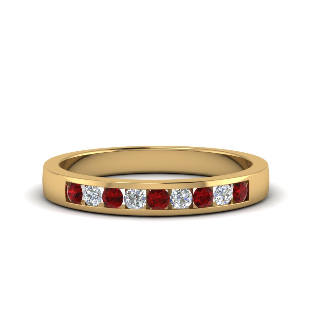 Channel 9 Stone Mens Wedding Ring