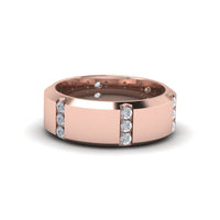 Channel Set 3 Stone Mens Anniversary Ring