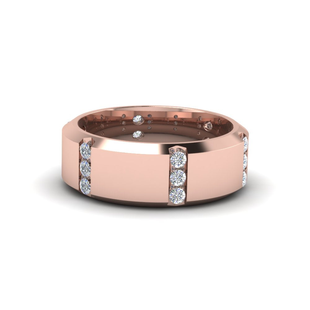Channel Set 3 Stone Mens Anniversary Ring