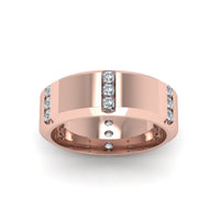 Channel Set 3 Stone Mens Anniversary Ring