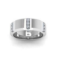 Channel Set 3 Stone Mens Anniversary Ring
