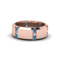 Channel Set 3 Stone Mens Anniversary Ring