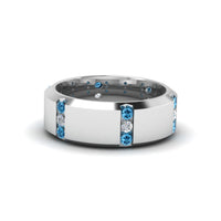 Channel Set 3 Stone Mens Anniversary Ring