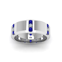 Channel Set 3 Stone Mens Anniversary Ring