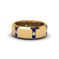 Channel Set 3 Stone Mens Anniversary Ring