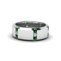 Channel Set 3 Stone Mens Anniversary Ring