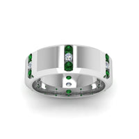 Channel Set 3 Stone Mens Anniversary Ring