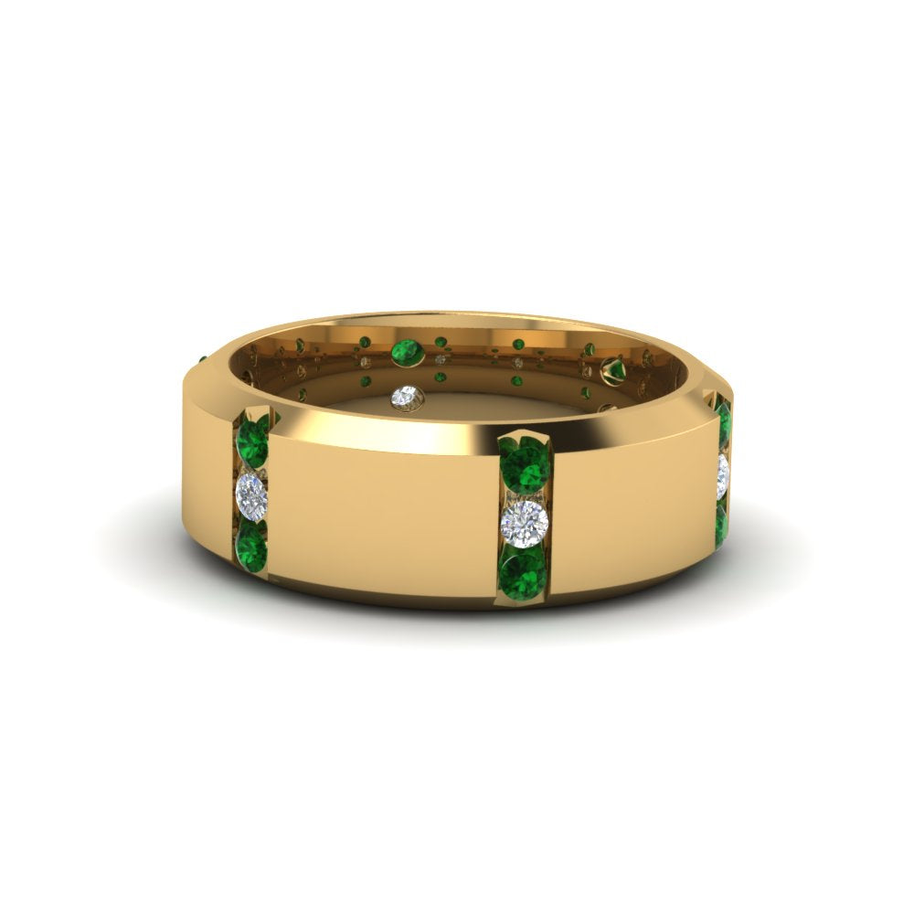 Channel Set 3 Stone Mens Anniversary Ring