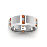 Channel Set 3 Stone Mens Anniversary Ring