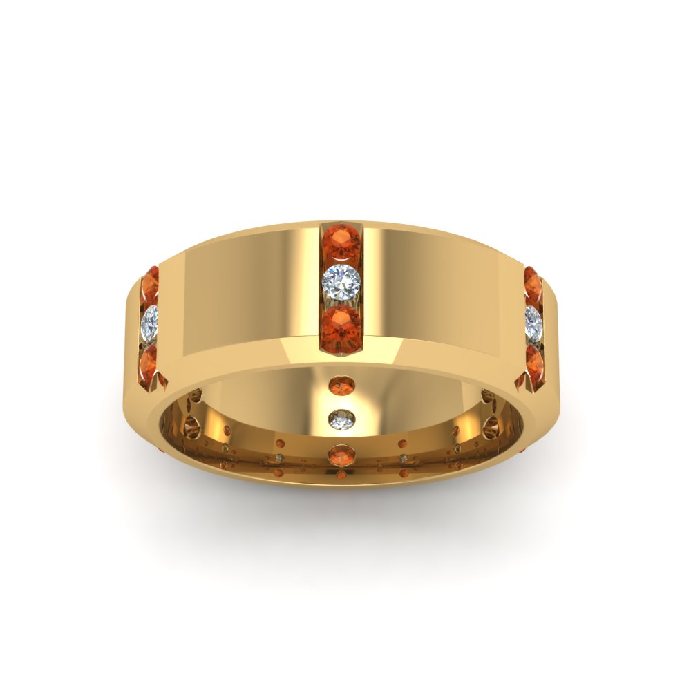 Channel Set 3 Stone Mens Anniversary Ring
