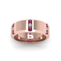 Channel Set 3 Stone Mens Anniversary Ring