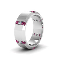 Channel Set 3 Stone Mens Anniversary Ring