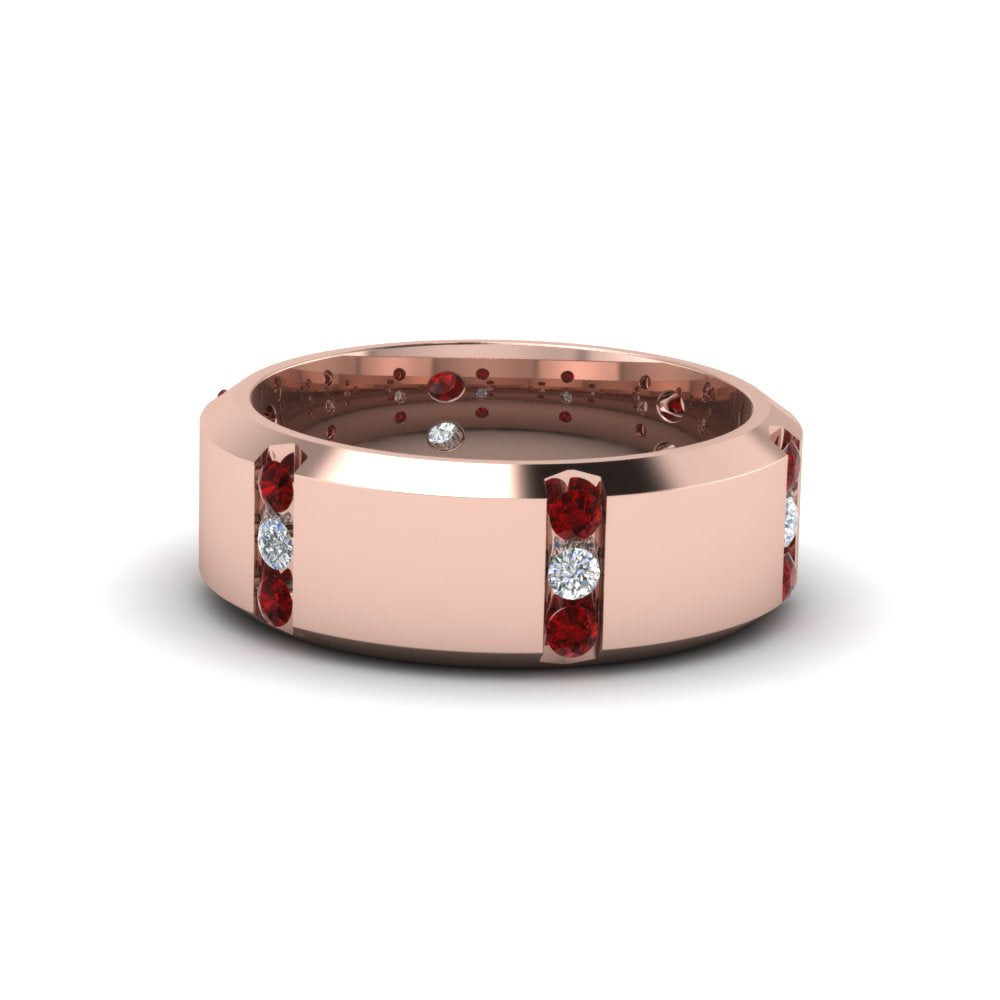 Channel Set 3 Stone Mens Anniversary Ring