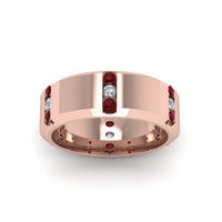 Channel Set 3 Stone Mens Anniversary Ring
