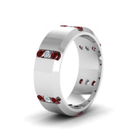 Channel Set 3 Stone Mens Anniversary Ring