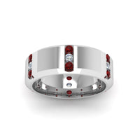 Channel Set 3 Stone Mens Anniversary Ring