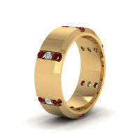 Channel Set 3 Stone Mens Anniversary Ring