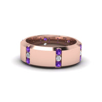 Channel Set 3 Stone Mens Anniversary Ring