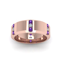 Channel Set 3 Stone Mens Anniversary Ring