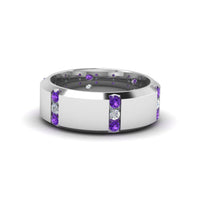 Channel Set 3 Stone Mens Anniversary Ring