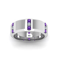 Channel Set 3 Stone Mens Anniversary Ring