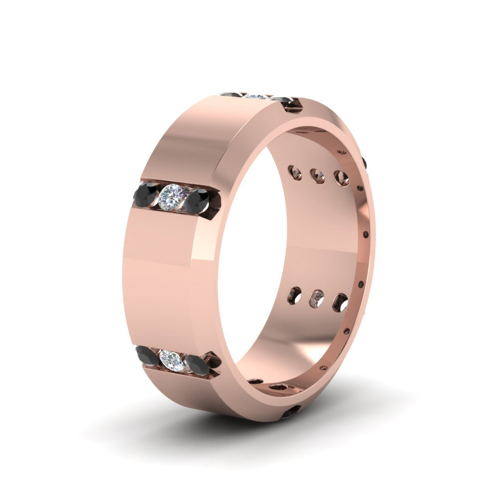 Channel Set 3 Stone Mens Anniversary Ring