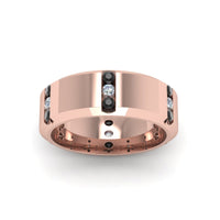 Channel Set 3 Stone Mens Anniversary Ring