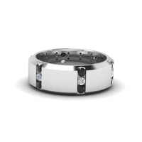 Channel Set 3 Stone Mens Anniversary Ring