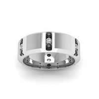 Channel Set 3 Stone Mens Anniversary Ring