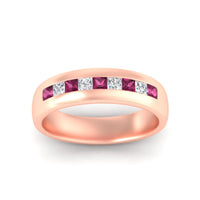 Mens Channel Set Square Wedding Ring