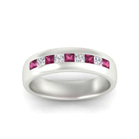Mens Channel Set Square Wedding Ring