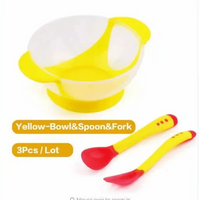 Children's Tableware Baby Learning Dishes With Suction Cup Assist Food Bowl Temperature Sensing Spoon Baby Feeding Bowl