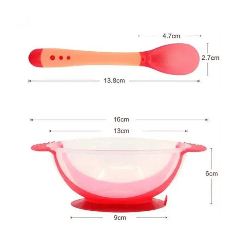 Children's Tableware Baby Learning Dishes With Suction Cup Assist Food Bowl Temperature Sensing Spoon Baby Feeding Bowl - BIG FRENCHIES
