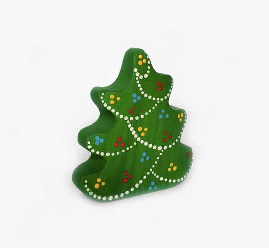 Wooden small tree figurine decorated