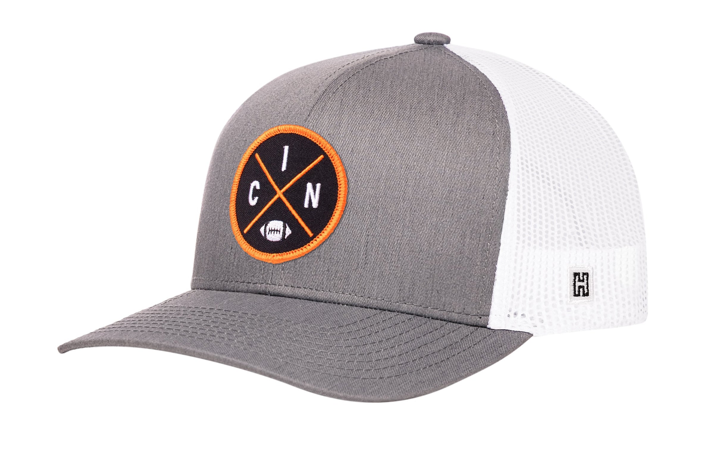 Cincinnati Trucker Hat  |  Black CIN X Football Snapback