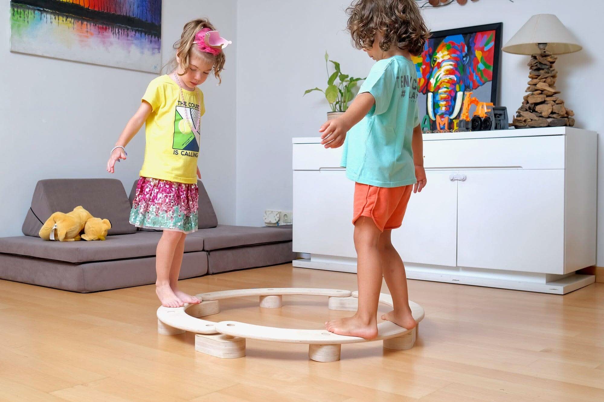 Circular Wooden Balance Beam Set | Montessori