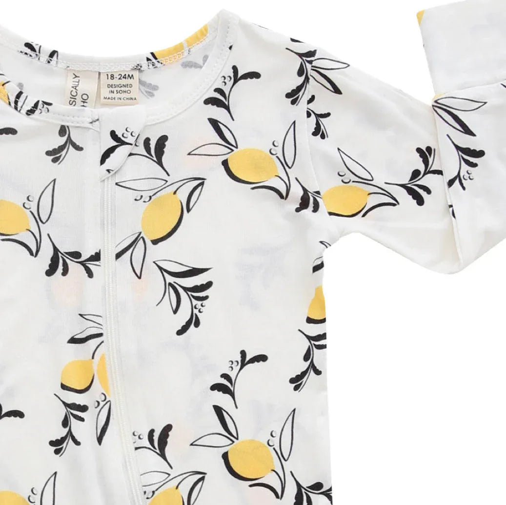 Amalfi Coast Lemon White Zippered Romper - BIG FRENCHIES